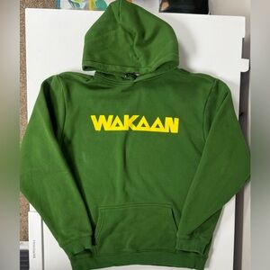 Wakaan Fest Hoodie Heavyweight Green Yellow Graphic Back Sweatshirt Medium Rare